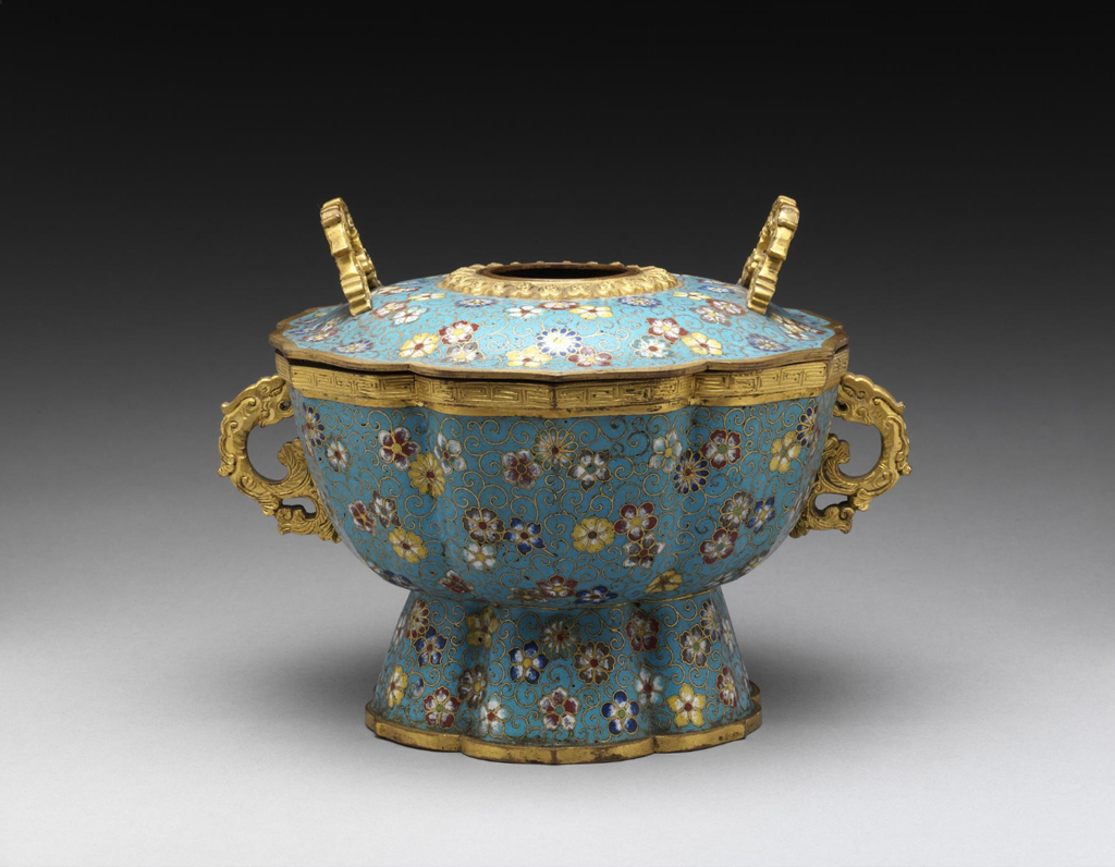 图片[1]-Filigree enamel ball pattern rhombus hot pot-China Archive